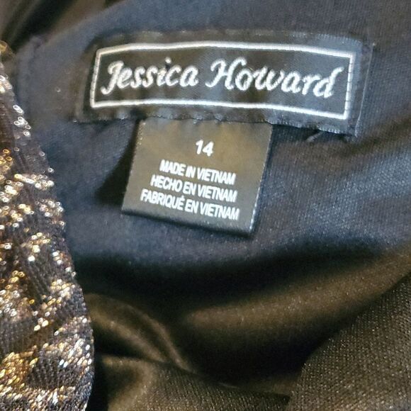 JESSICA HOWARD black and gold metallic animal print dress 14 - Picture 3 of 9